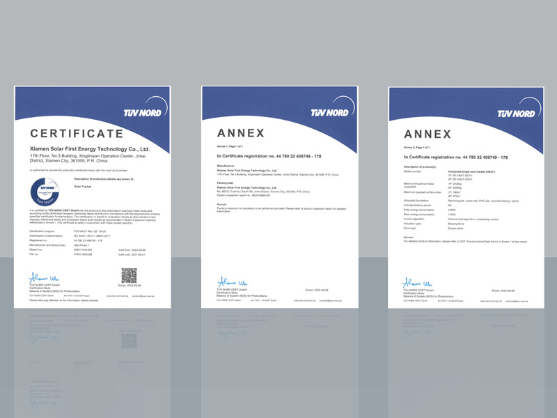 Solar First Horizon Tracking Systems Achieve International IEC 62817 Certification