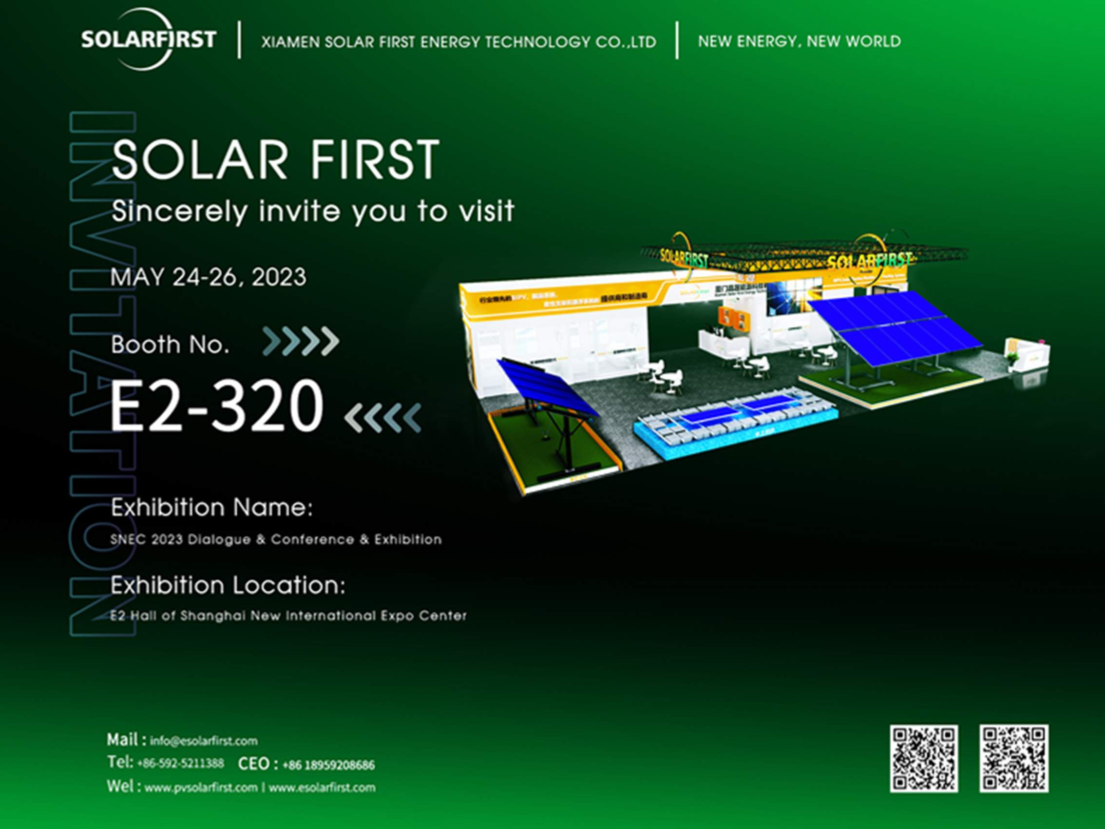 2023 SNEC – Visit Our Booth E2-320 from May 24th to 26